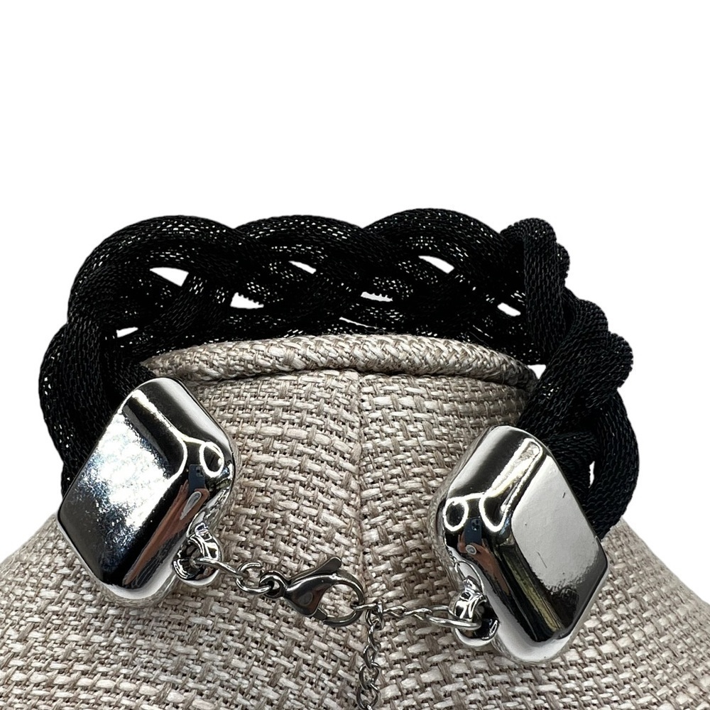Black Rope Twist Clip On Bracelet